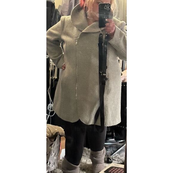 Nwt Jessica Simpson Plus  Braided Wool Coat With Shawl Collar Grey - Picture 5 of 11